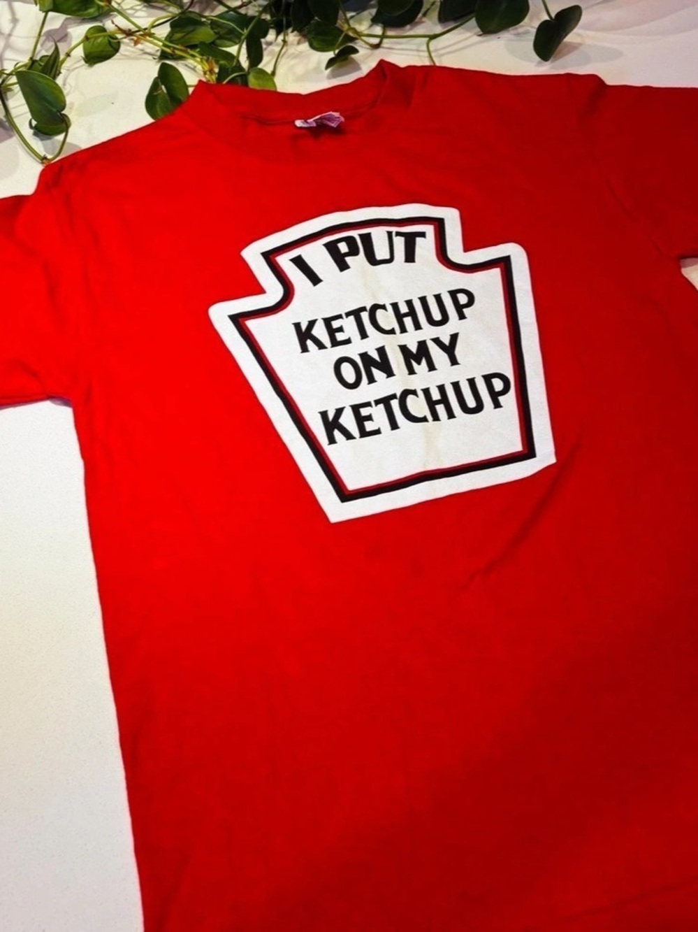 Vintage Alstyle "I Put Ketchup On My Ketchup" Red Graphic T-Shirt - Size S